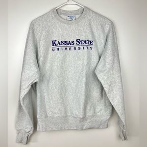 VTG Champion KSU Kansas State Wildcats Reverse Weave Sweatshirt 90s Gray S